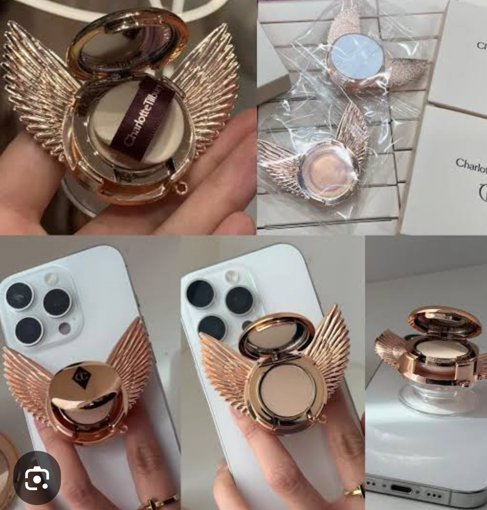 Charlotte Tilbury phone grip and mirror charm in rose gold